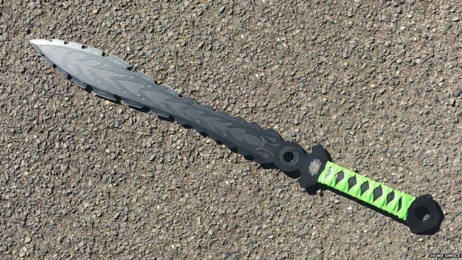 A zombie knife of the type banned in the UK