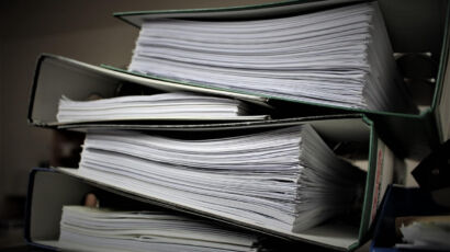 Legal documents and books on a desk
