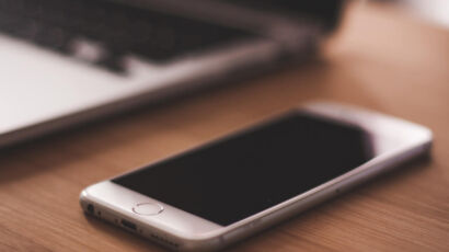 A smartphone resting on a desk